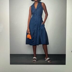 New York & Company Chambray Collared Midi Dress